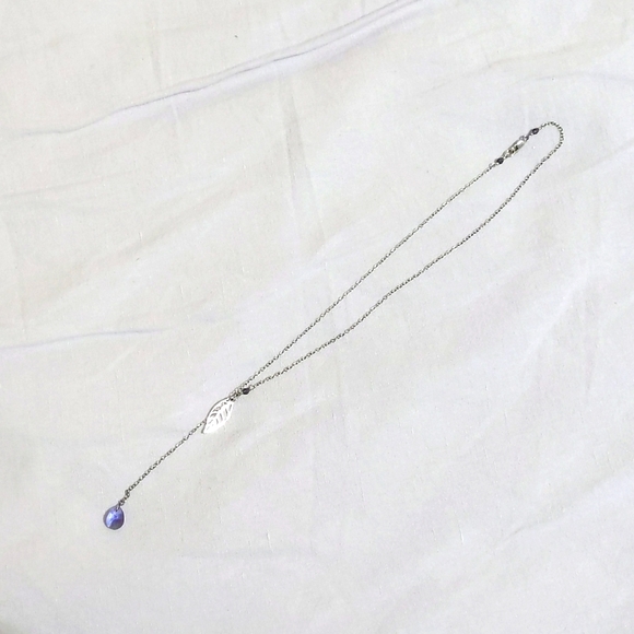 Purple Swarovski Crystal Leaf Necklace - Picture 2 of 5